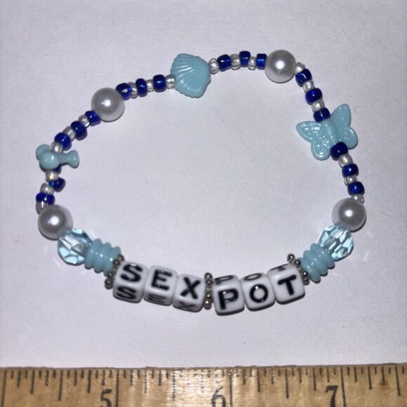 Multicolor “S*x Pot” Bracelet Adult Humor Beaded Handmade Naughty Accessories - Picture 3 of 4